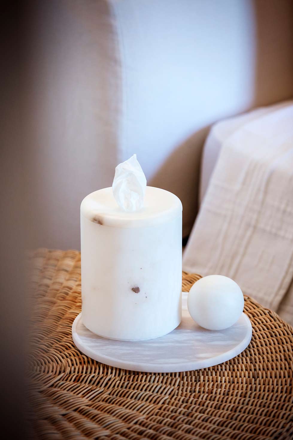 White Alabaster Marble round tray