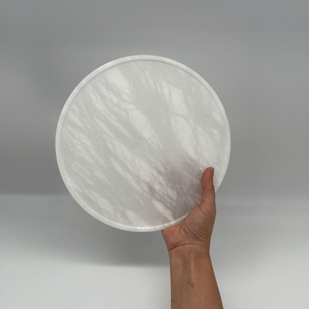 White Alabaster Marble round tray